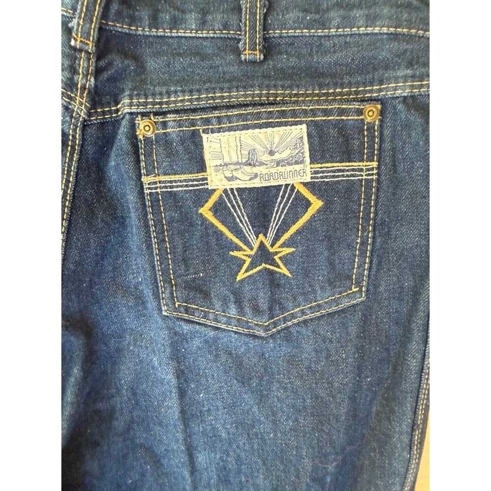 Vintage Road Runner Star Pocket Embroidered Jeans Dark Wash High Waist USA Made